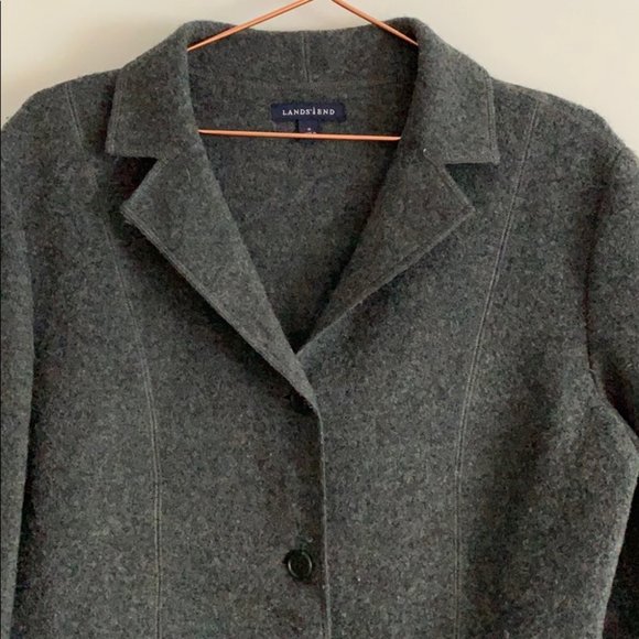 Lands End Grey Wool Blazer Size 10 - Picture 3 of 6